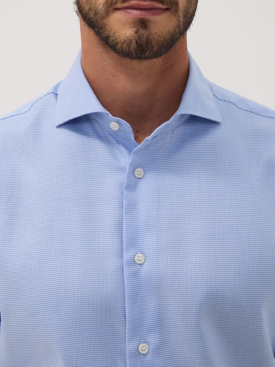 Light blue pure cotton shirt with French collar, easy-iron, regular fit_1