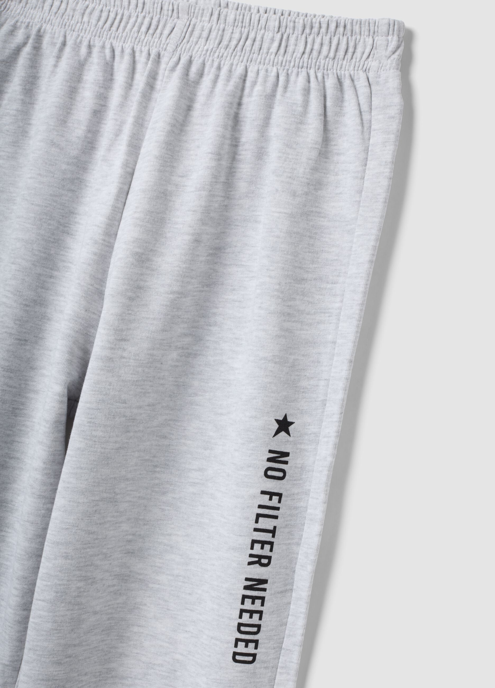 Girls&rsquo; grey organic cotton-blend joggers with print