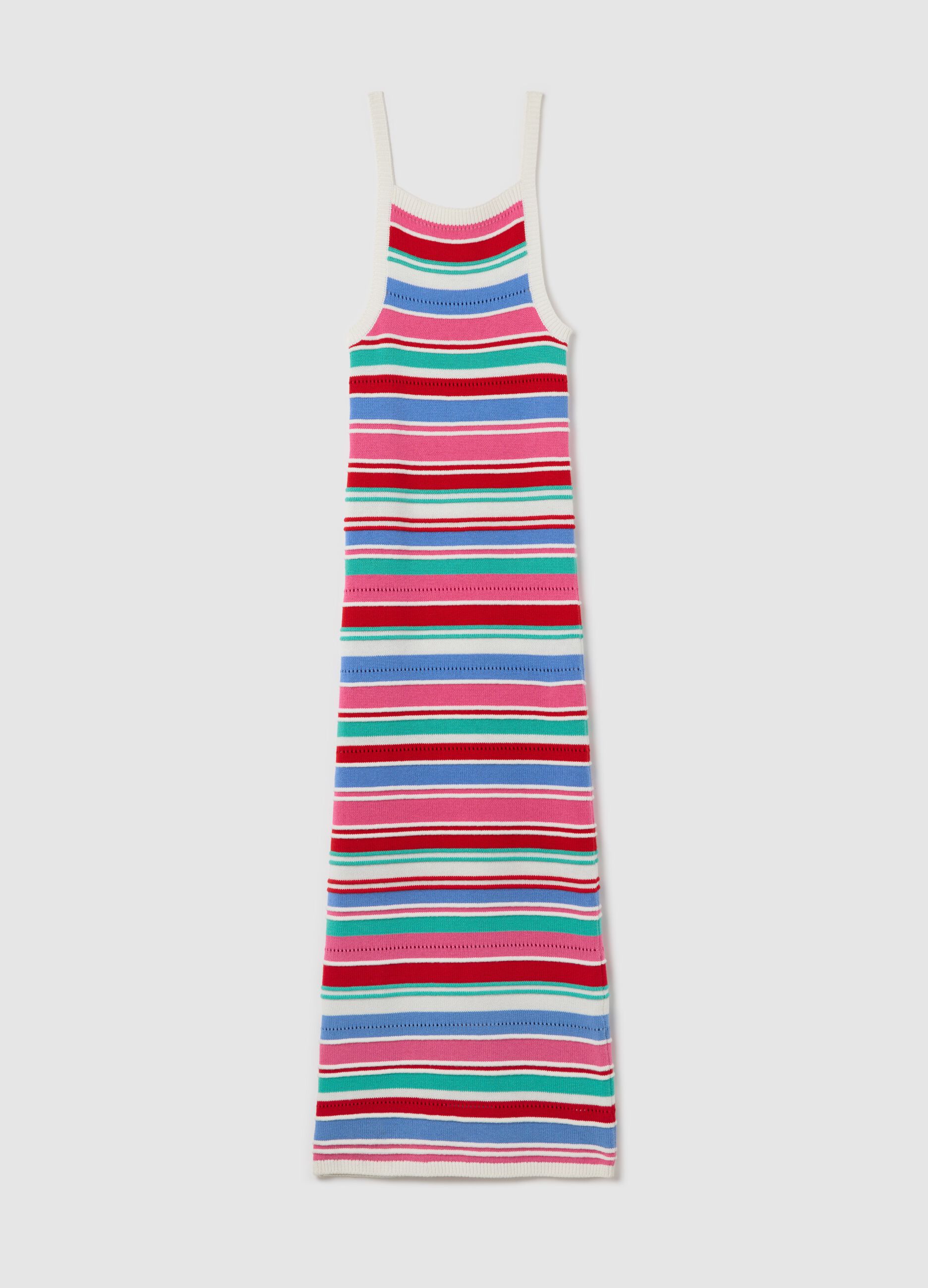 Abito a righe multicolor senza maniche