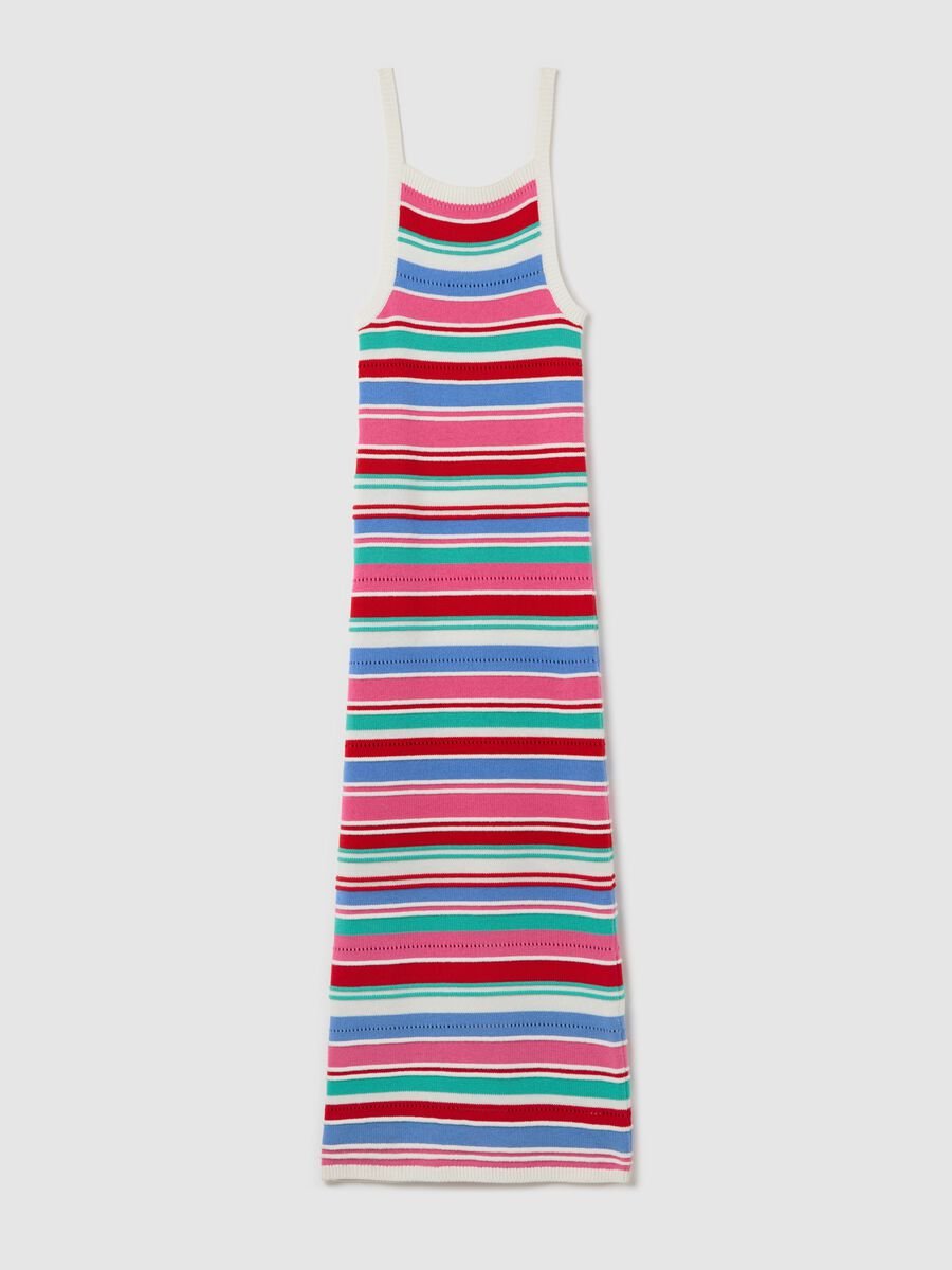 Sleeveless dress with multicoloured stripes_4