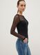 Black slim fit bodysuit with sheer accents_3