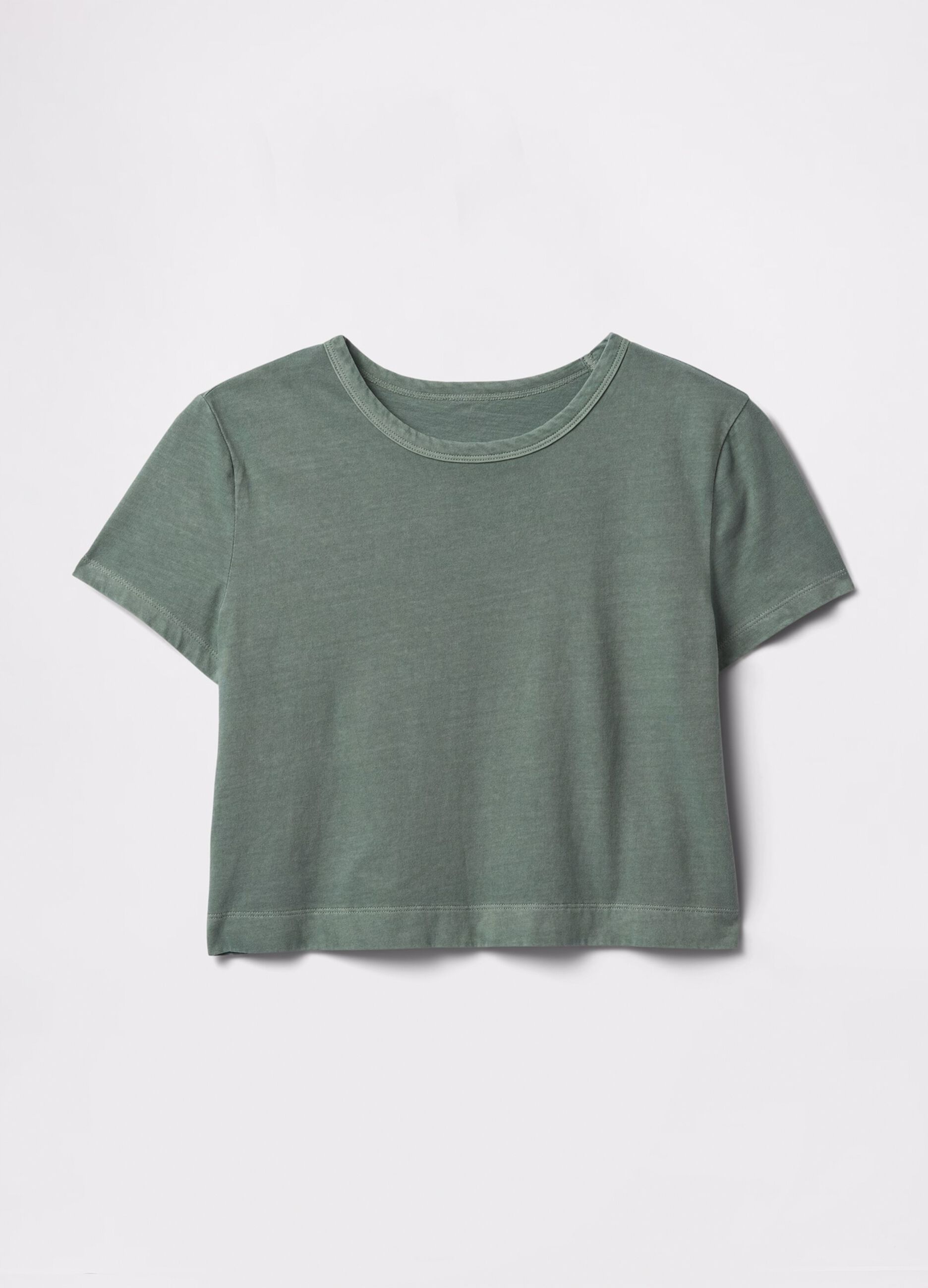 Green cropped T-shirt in cotton