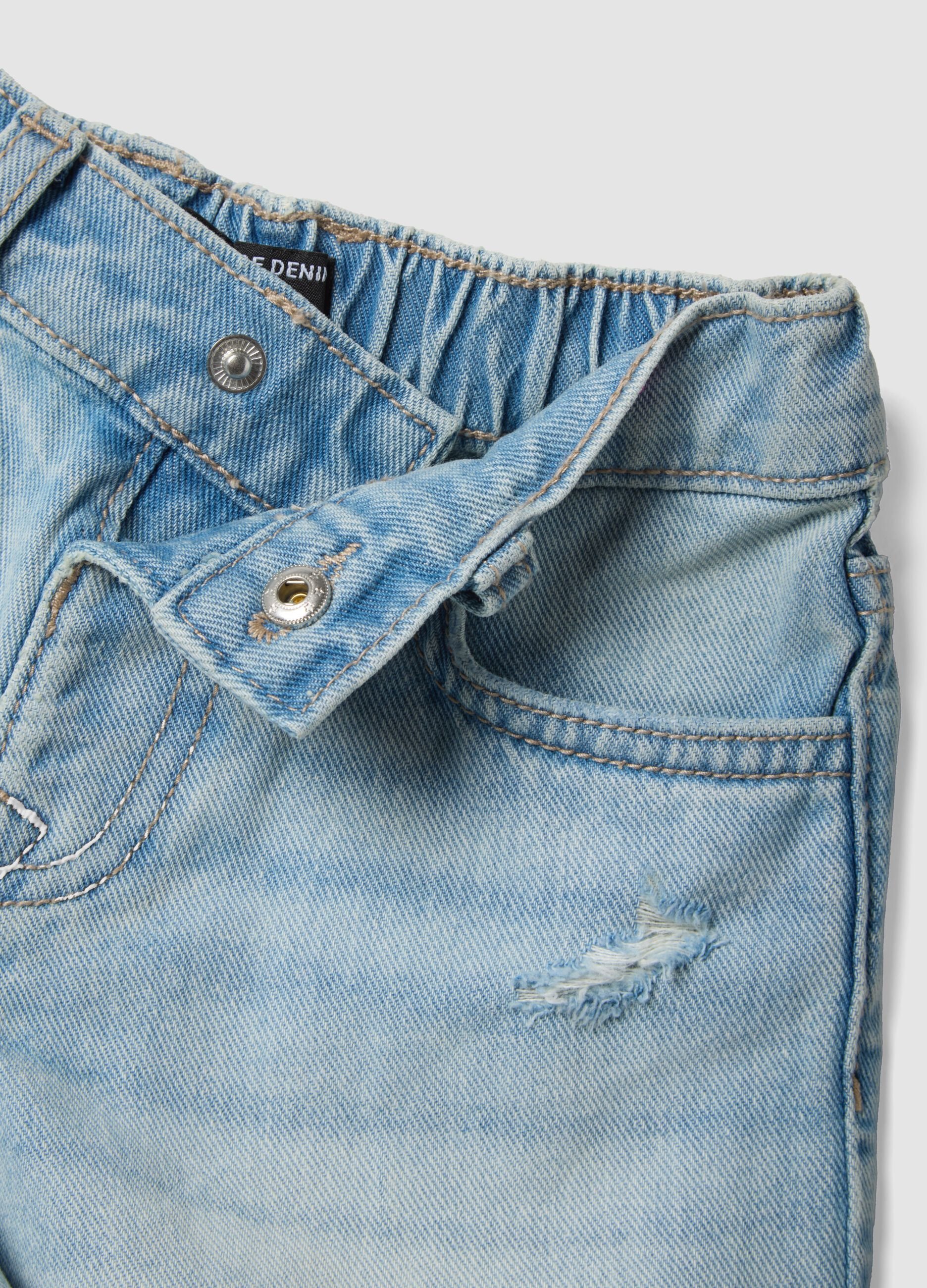 Shorts denim blu in puro cotone da bambina regular fit con strappi