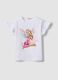T-shirt bianca in cotone elasticizzato con maniche volant per bambina regular fit_0