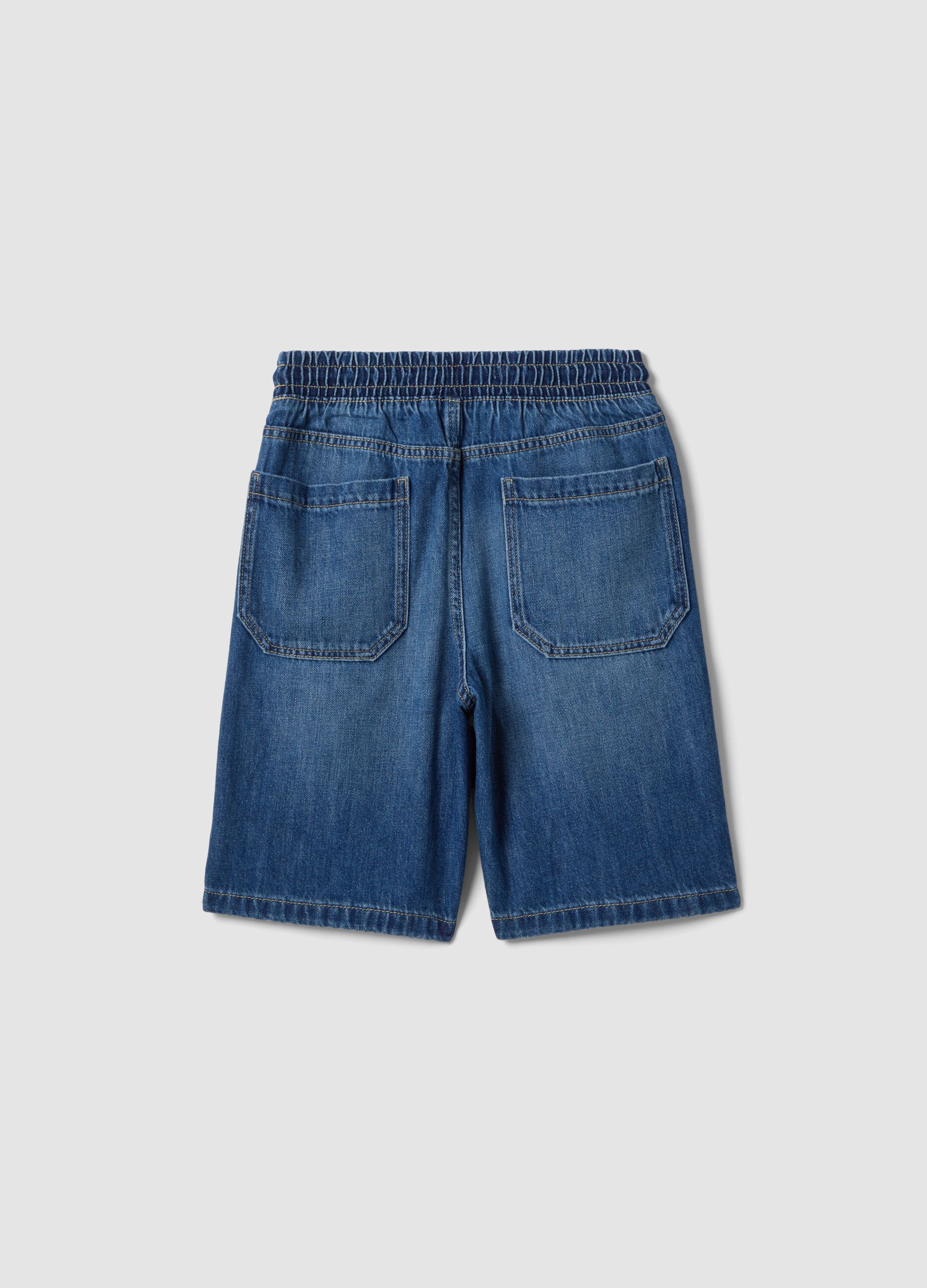 Boys&rsquo; blue denim cotton-blend straight-fit shorts with pockets