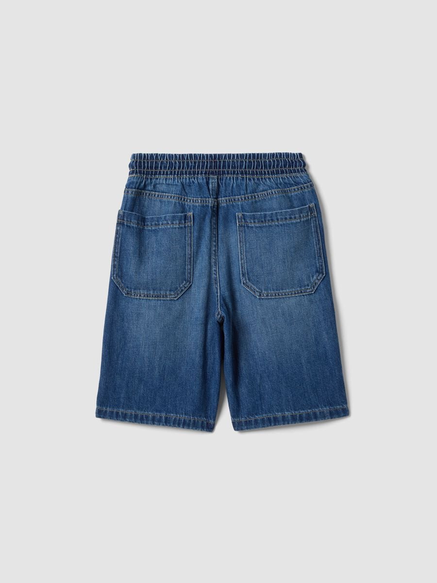 Boys&rsquo; blue denim cotton-blend straight-fit shorts with pockets_4