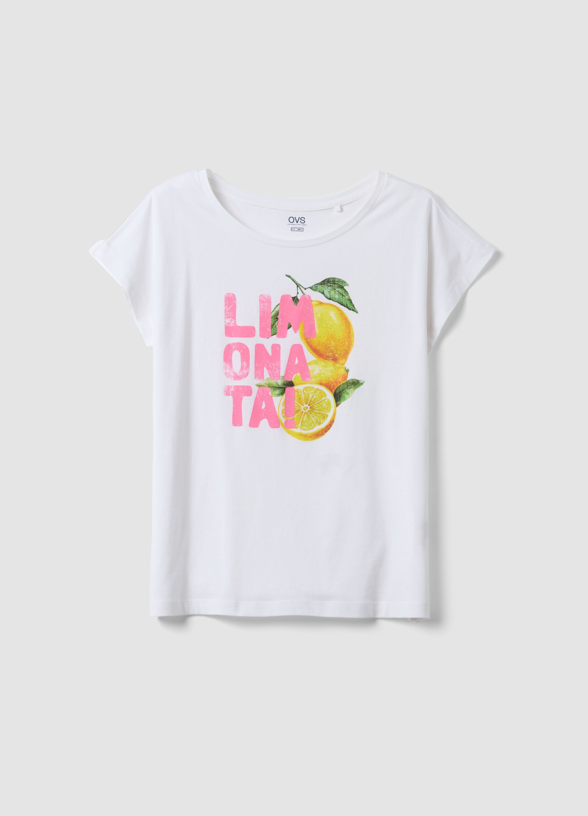 T-shirt pigiama bianco in puro cotone organico con stampa regular fit