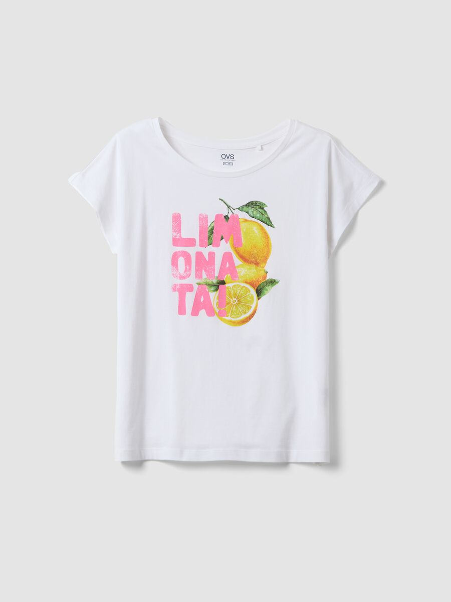 T-shirt pigiama bianco in puro cotone organico con stampa regular fit_4