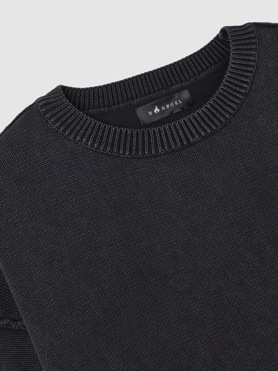 Maglione in puro cotone grigio regular fit_1