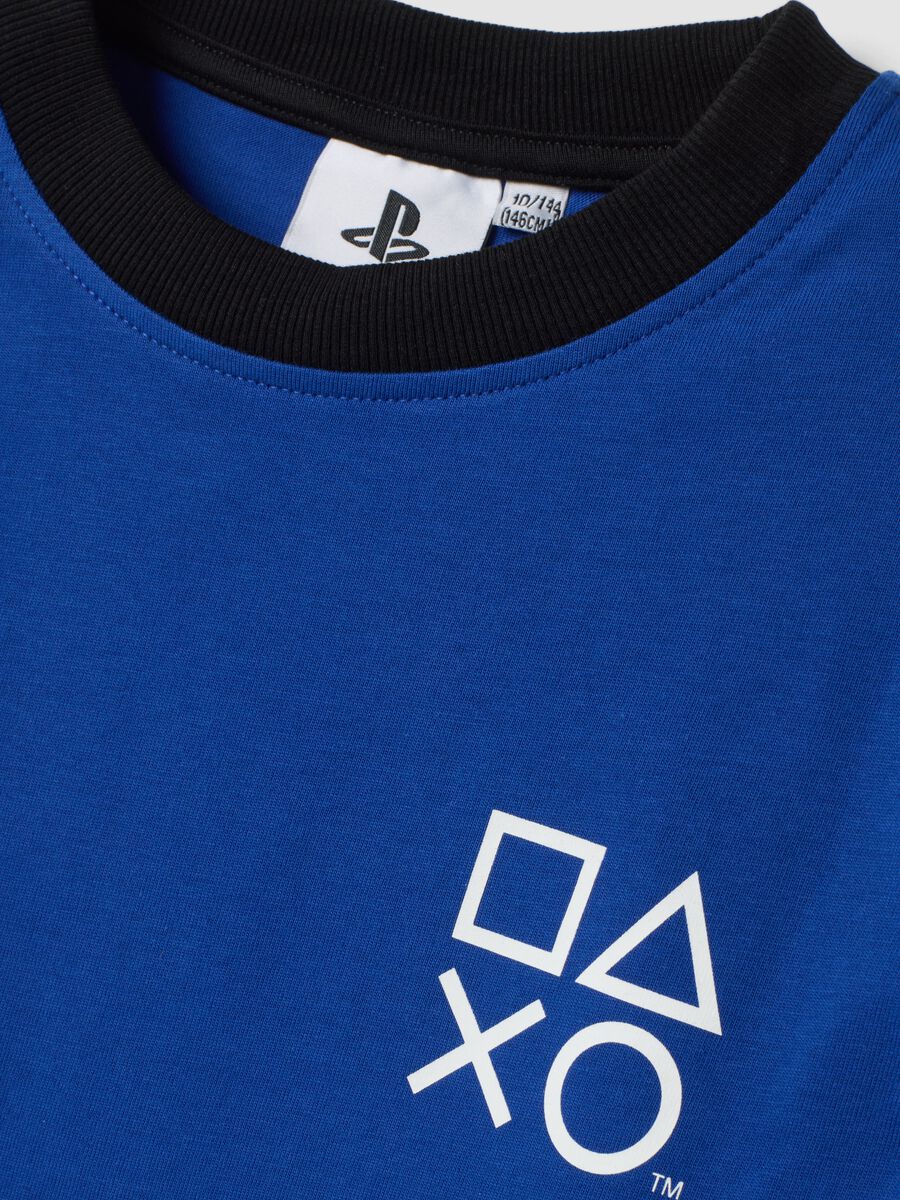 Blue crew-neck pure cotton PlayStation T-shirt, relaxed fit_2