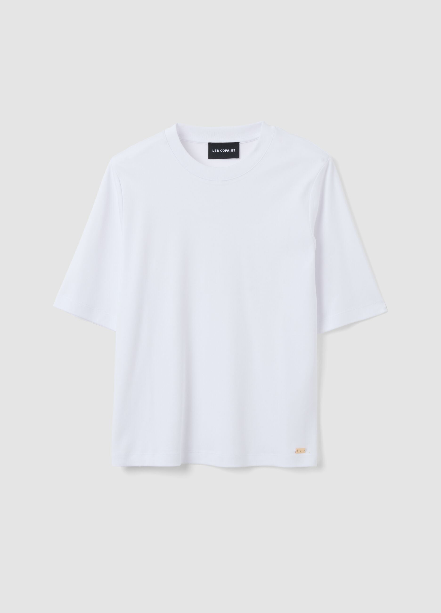 White boxy-fit T-shirt in cotton and viscose blend