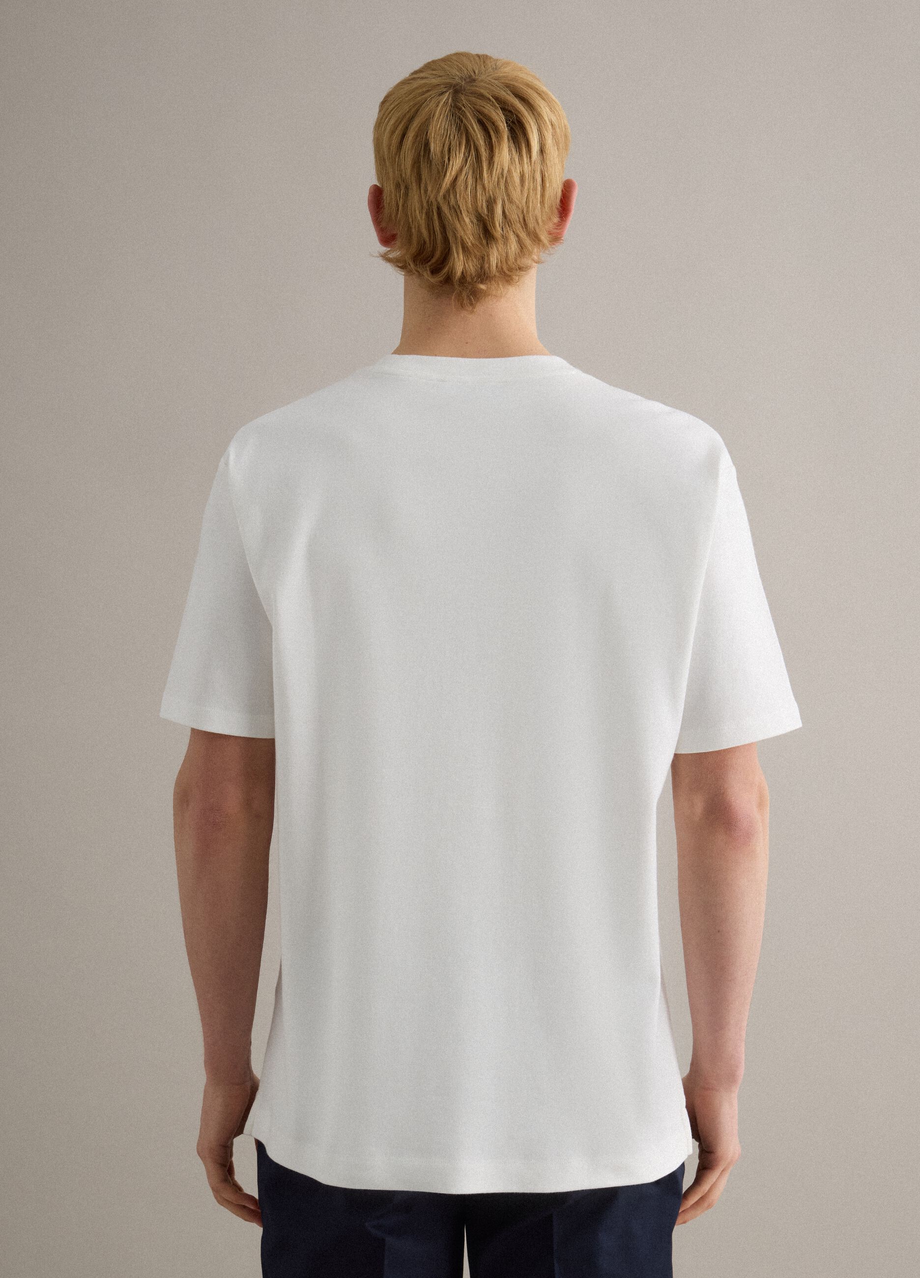 White cotton crew neck T-shirt, regular fit