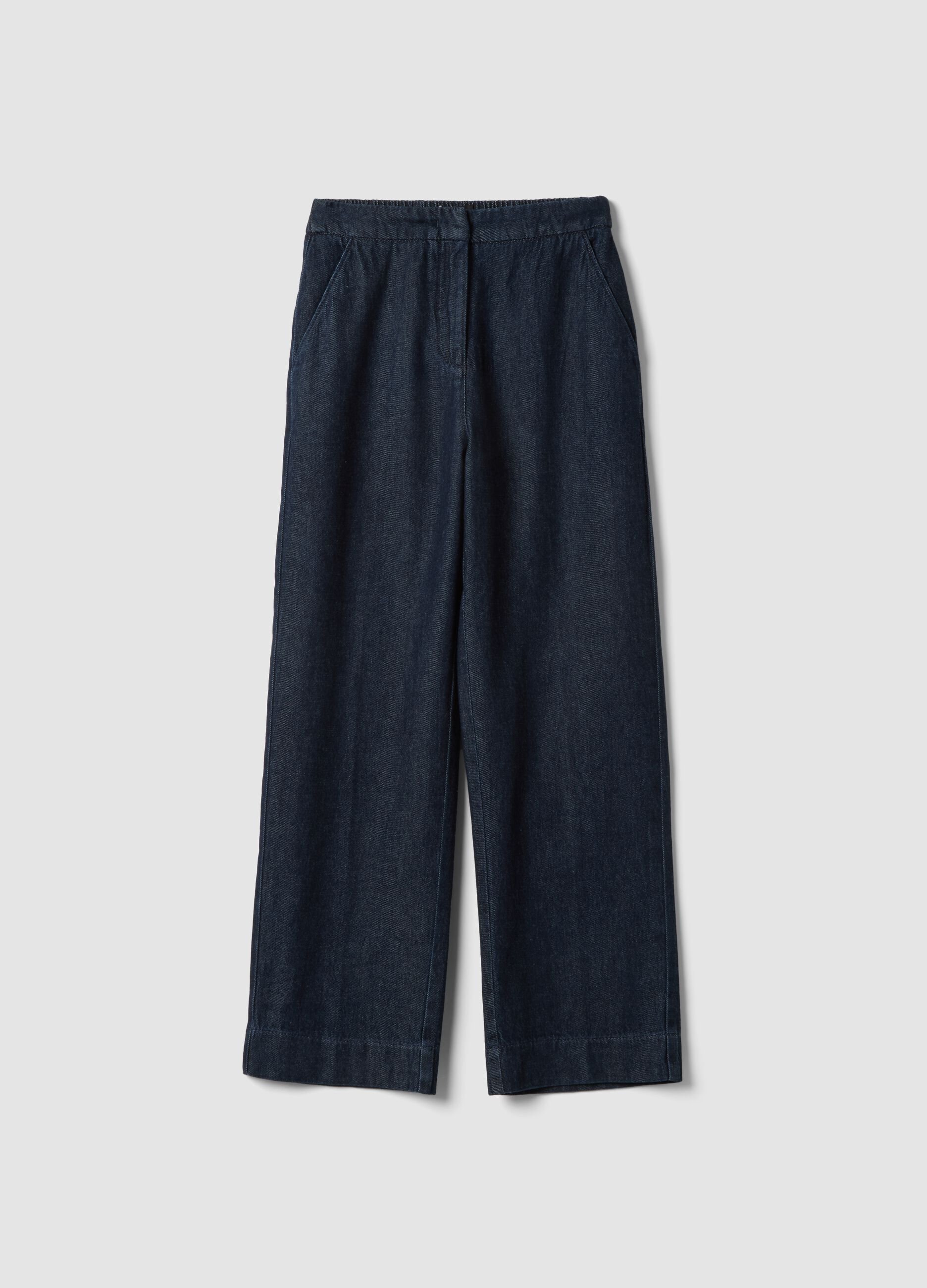 Blue denim jogger trousers in pure cotton, relaxed fit