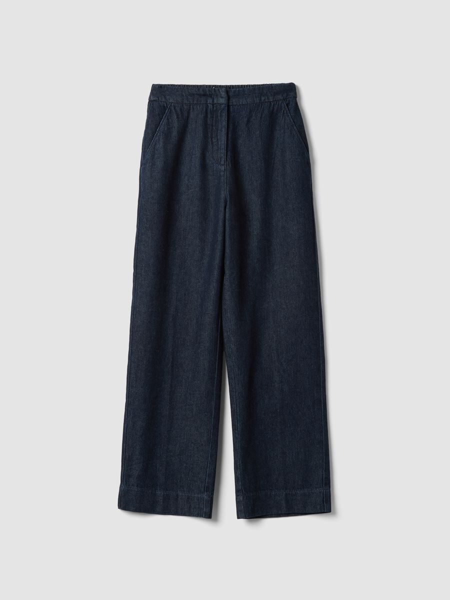 Pantaloni jogger denim blu in puro cotone relaxed fit_0