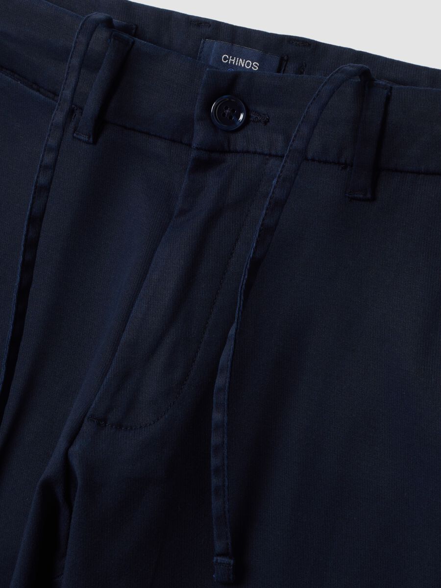 Blue slim-fit chino trousers in lyocell and stretch cotton_1