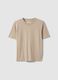 Short-sleeved beige T-shirt in pure Italian cotton_4