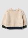 Beige organic cotton crew-neck sweatshirt for baby_0