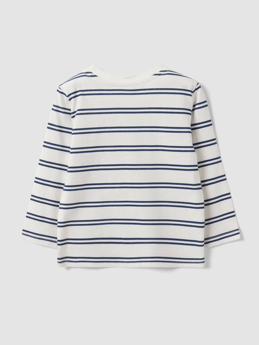 White striped crew-neck T-shirt in pure organic cotton_1
