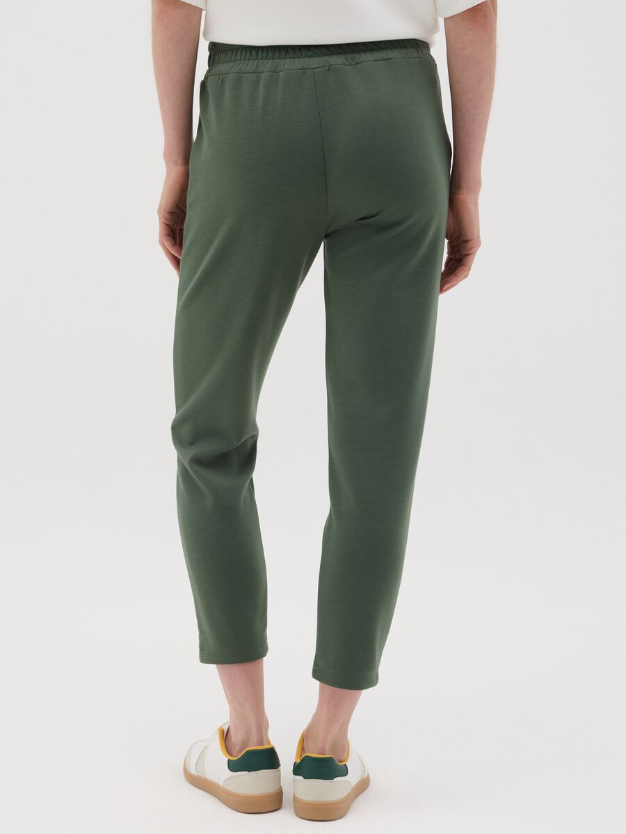 Green cropped trousers in stretch viscose blend_2