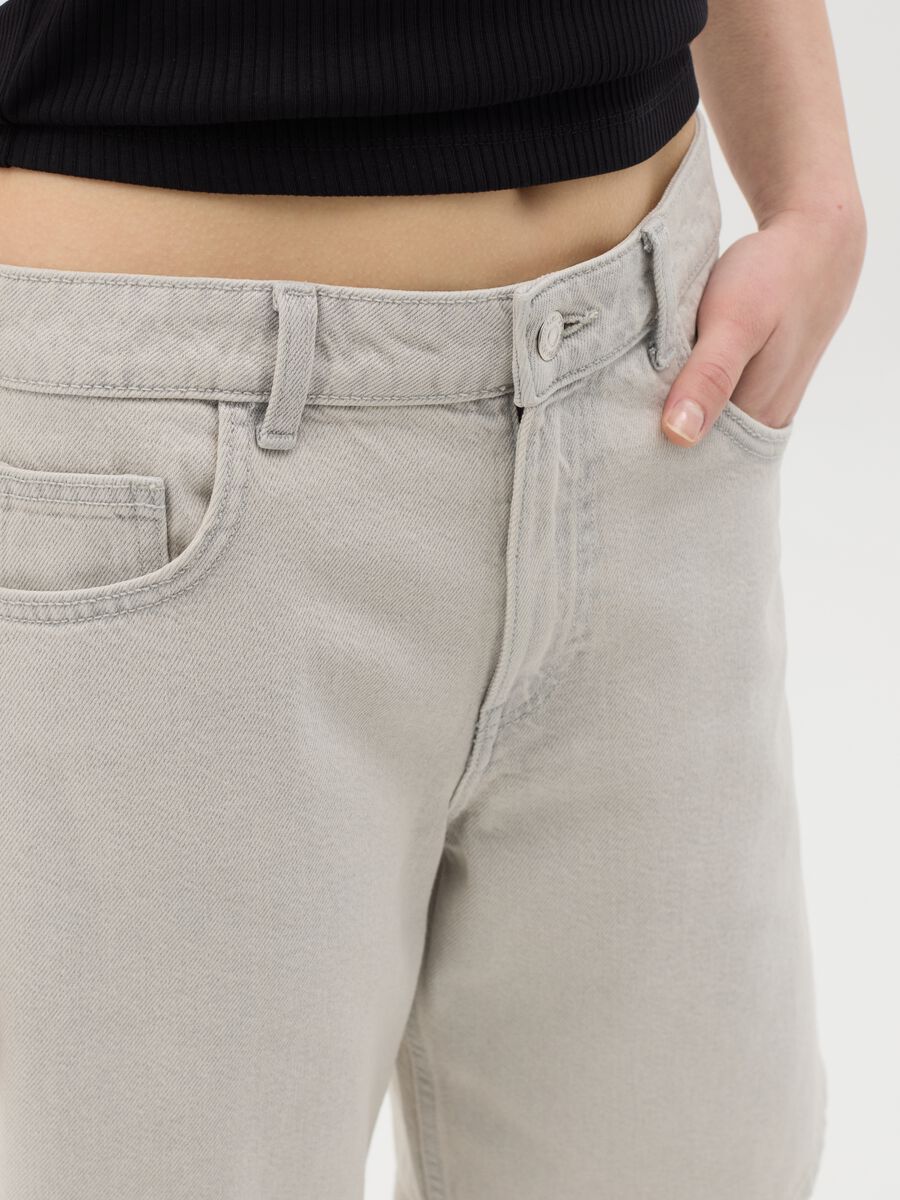 White cotton denim bermuda shorts_2