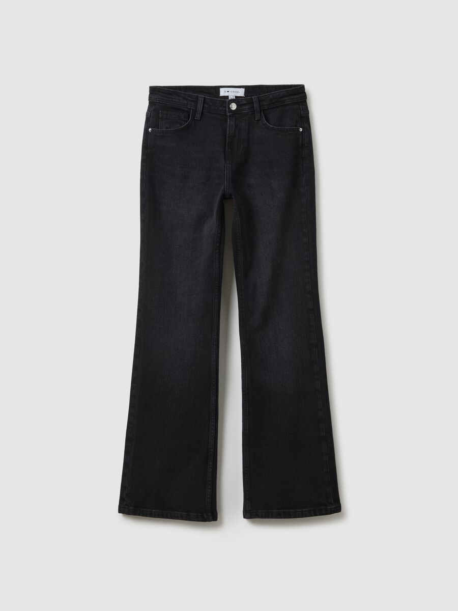 Black stretch cotton bootcut jeans_4