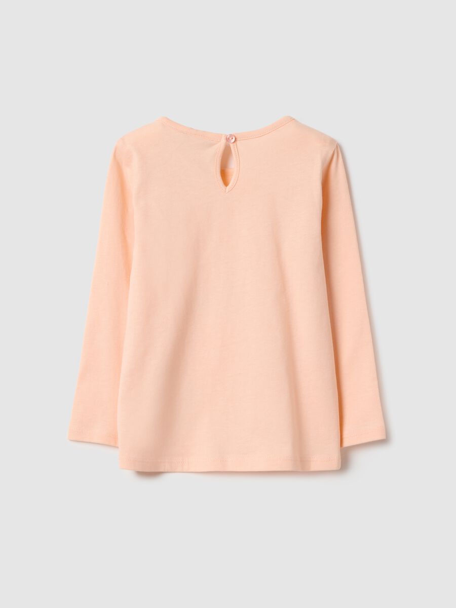 Orange long-sleeved girl's t-shirt in pure cotton regular fit_1