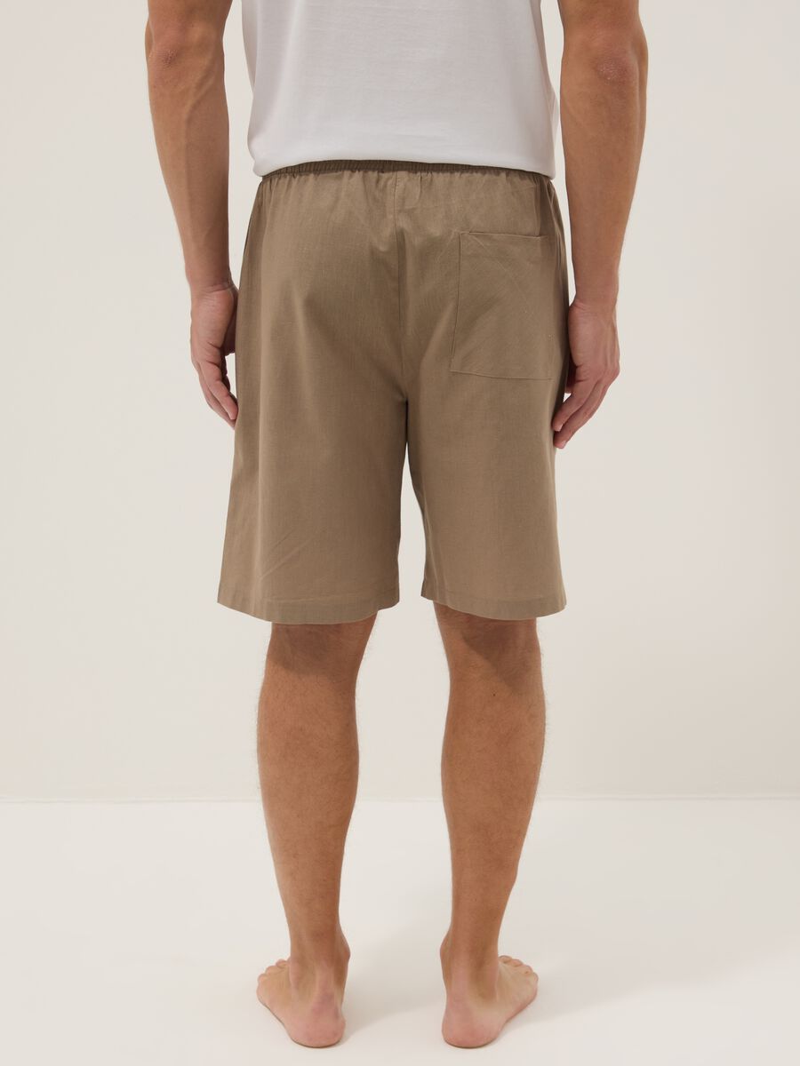Beige cotton-linen blend pyjama shorts, regular fit_2
