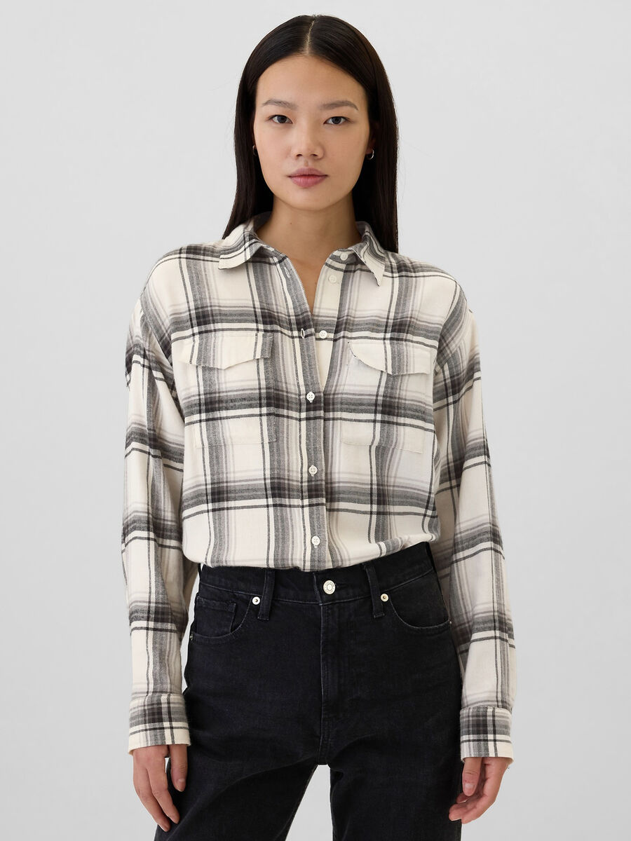 Check flannel shirt with pockets_0