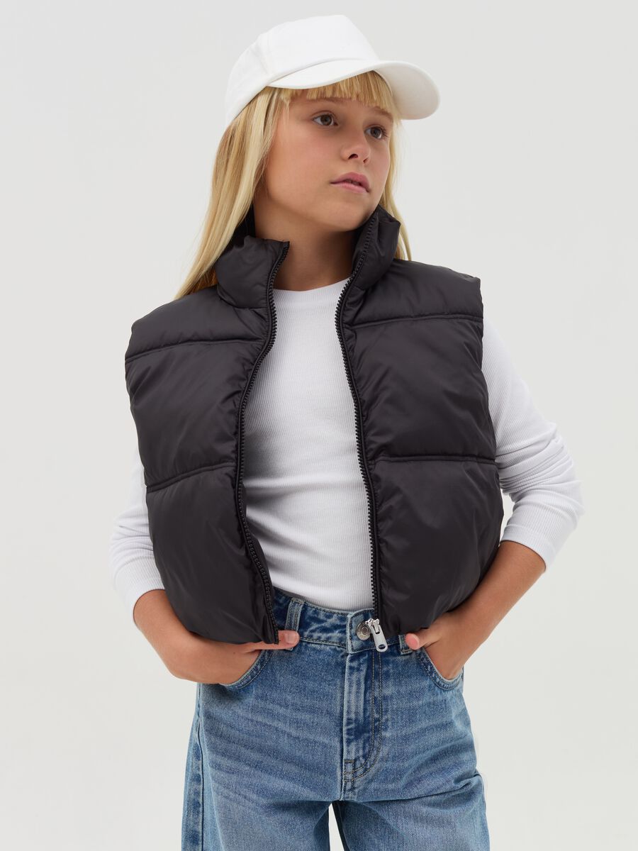 Full-zip quilted crop gilet_0