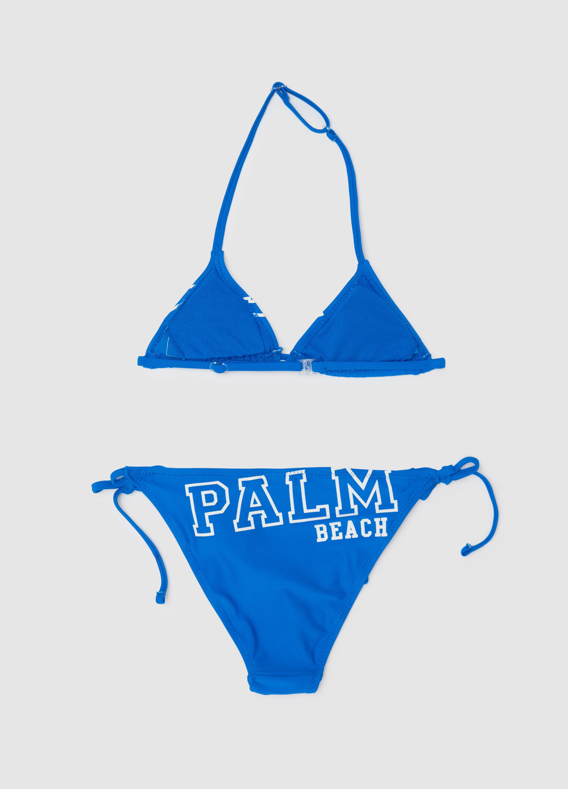 Girls' bikini in blue stretch blend