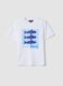 White 100% cotton T-shirt with front print_0