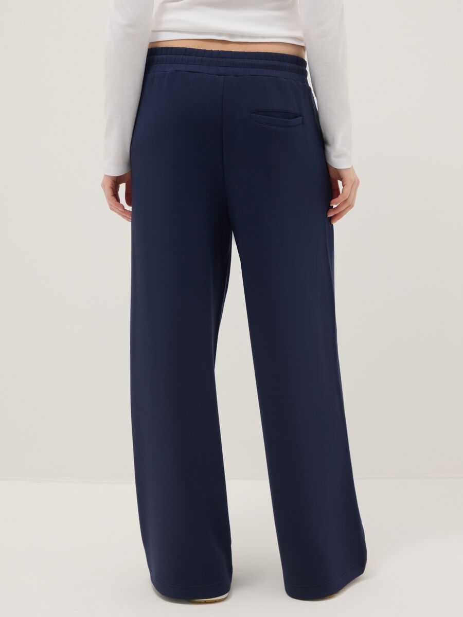 Blue wide leg trousers in stretch modal blend_2