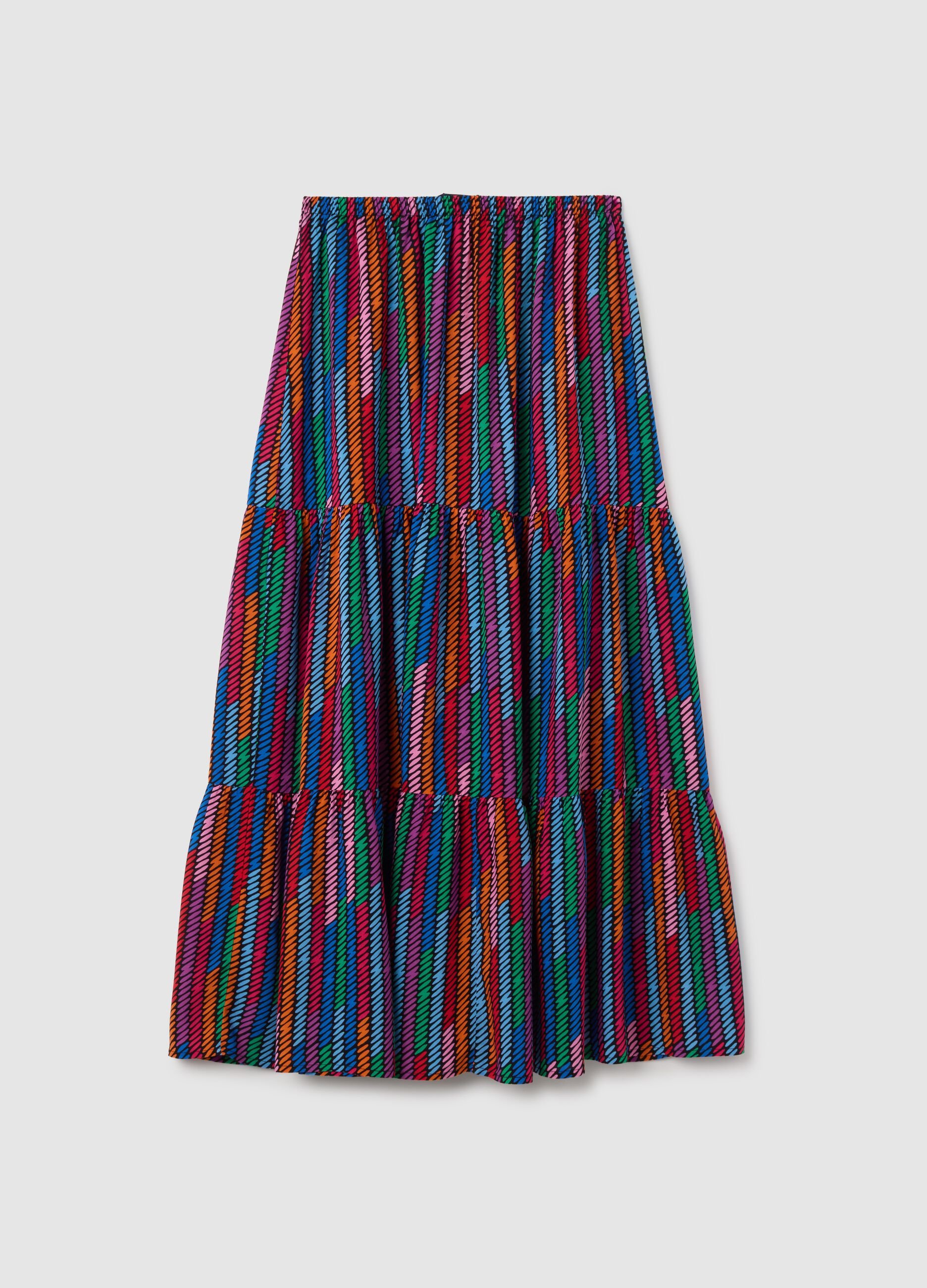 Women's Long Skirt in Multicolour Viscose Regular Fit