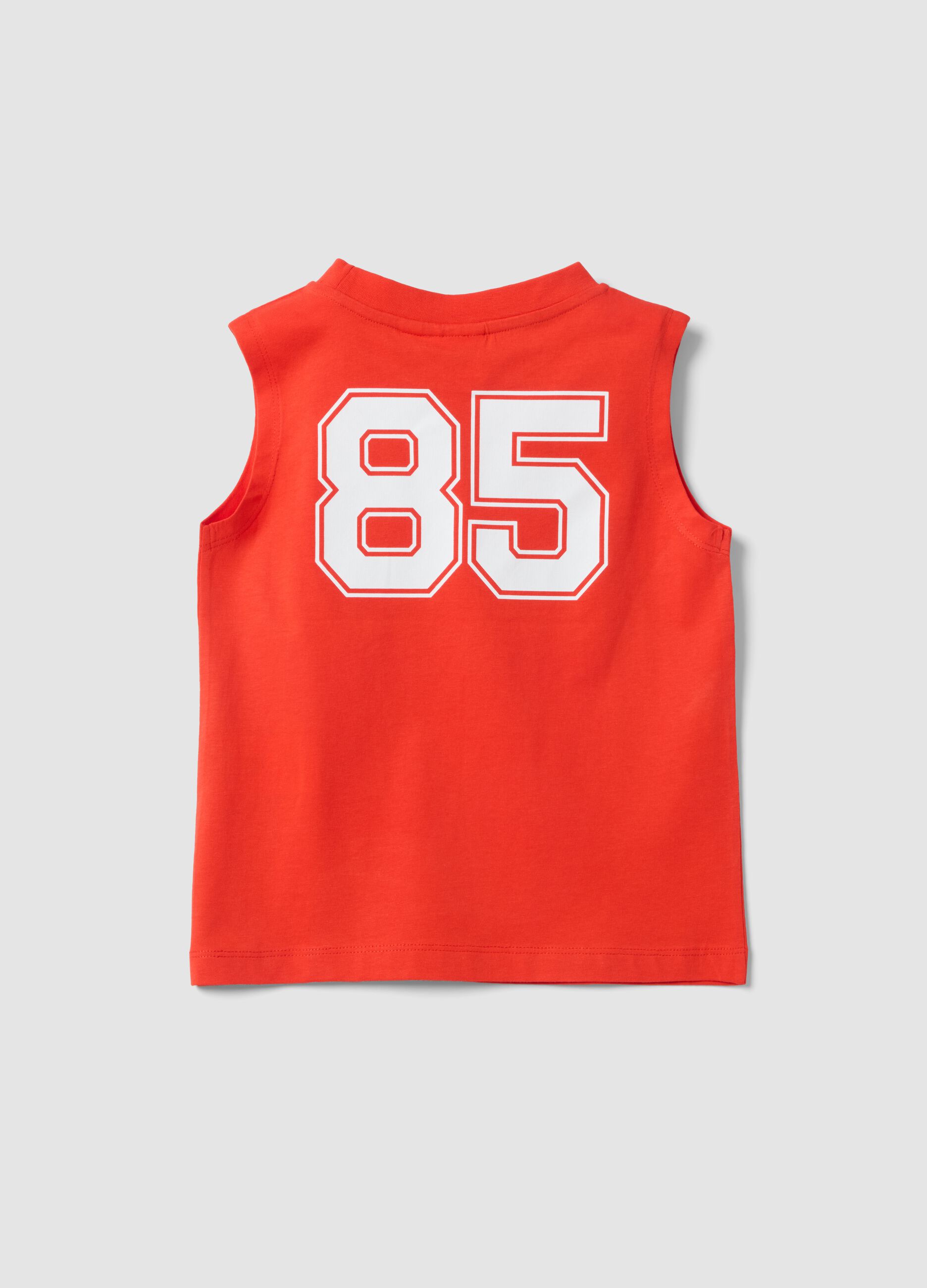 Canotta rossa in puro cotone con stampa Super Mario Bros per bambino