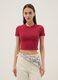 Red ribbed fitted stretch-cotton T-shirt_2