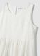 White sleeveless pure cotton broderie dress, regular fit_5