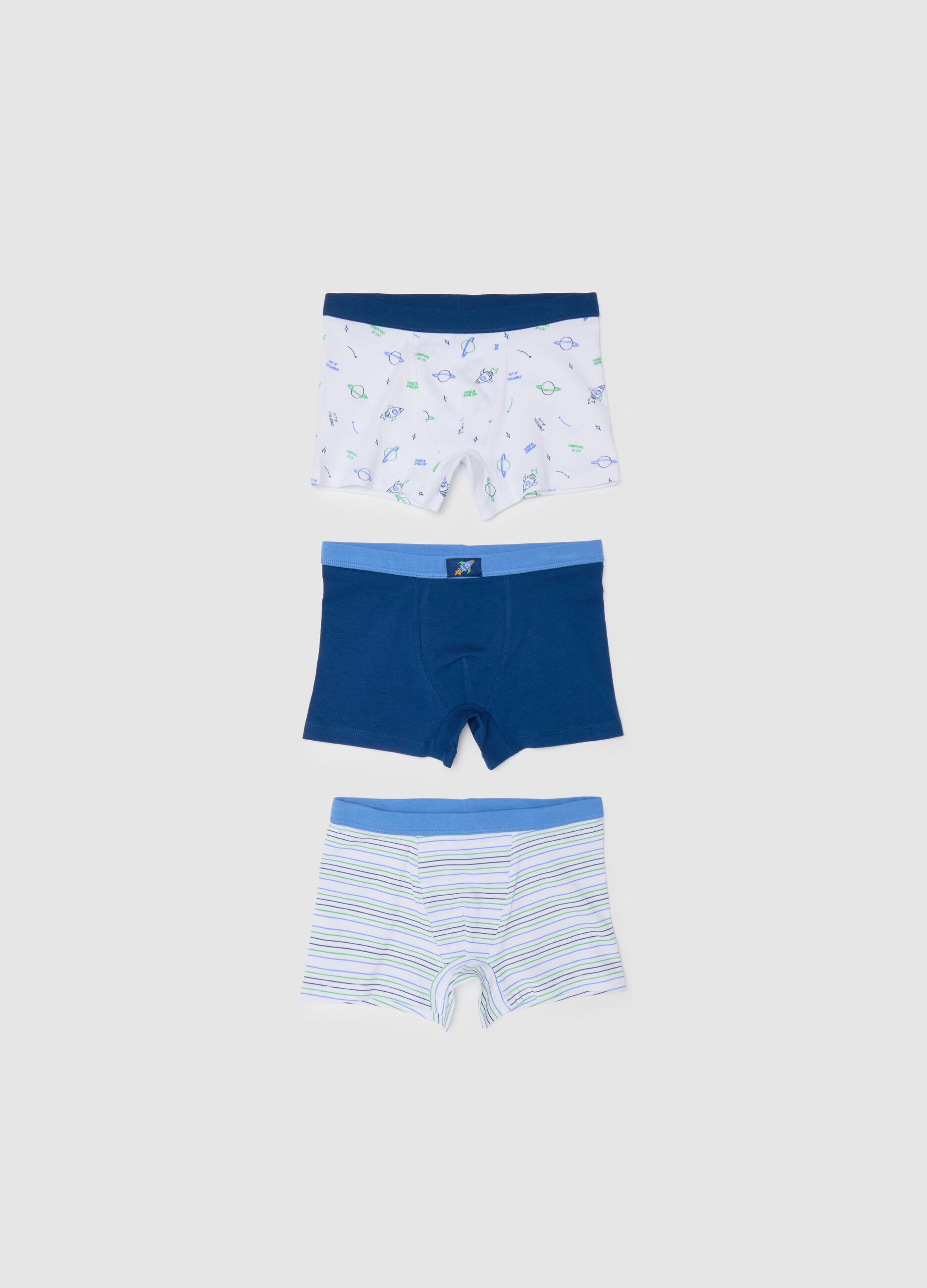 Pack of three colourful stretch cotton boys' briefs