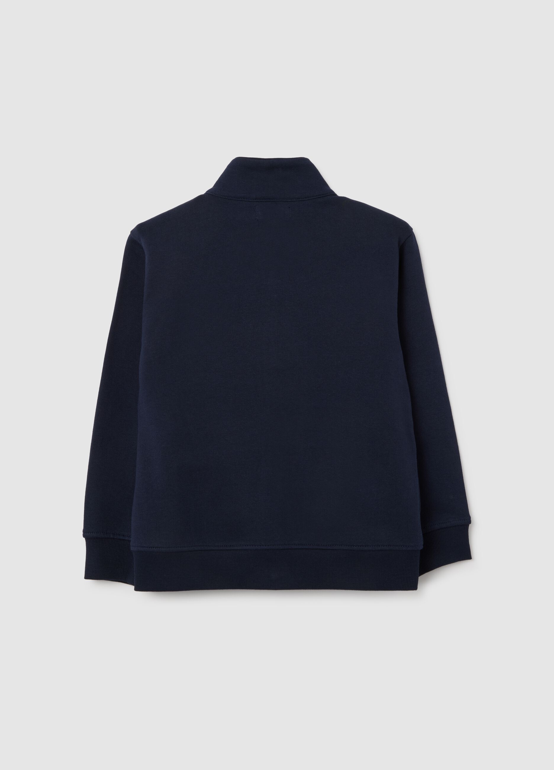 Felpa da bambino in puro cotone blu con zip