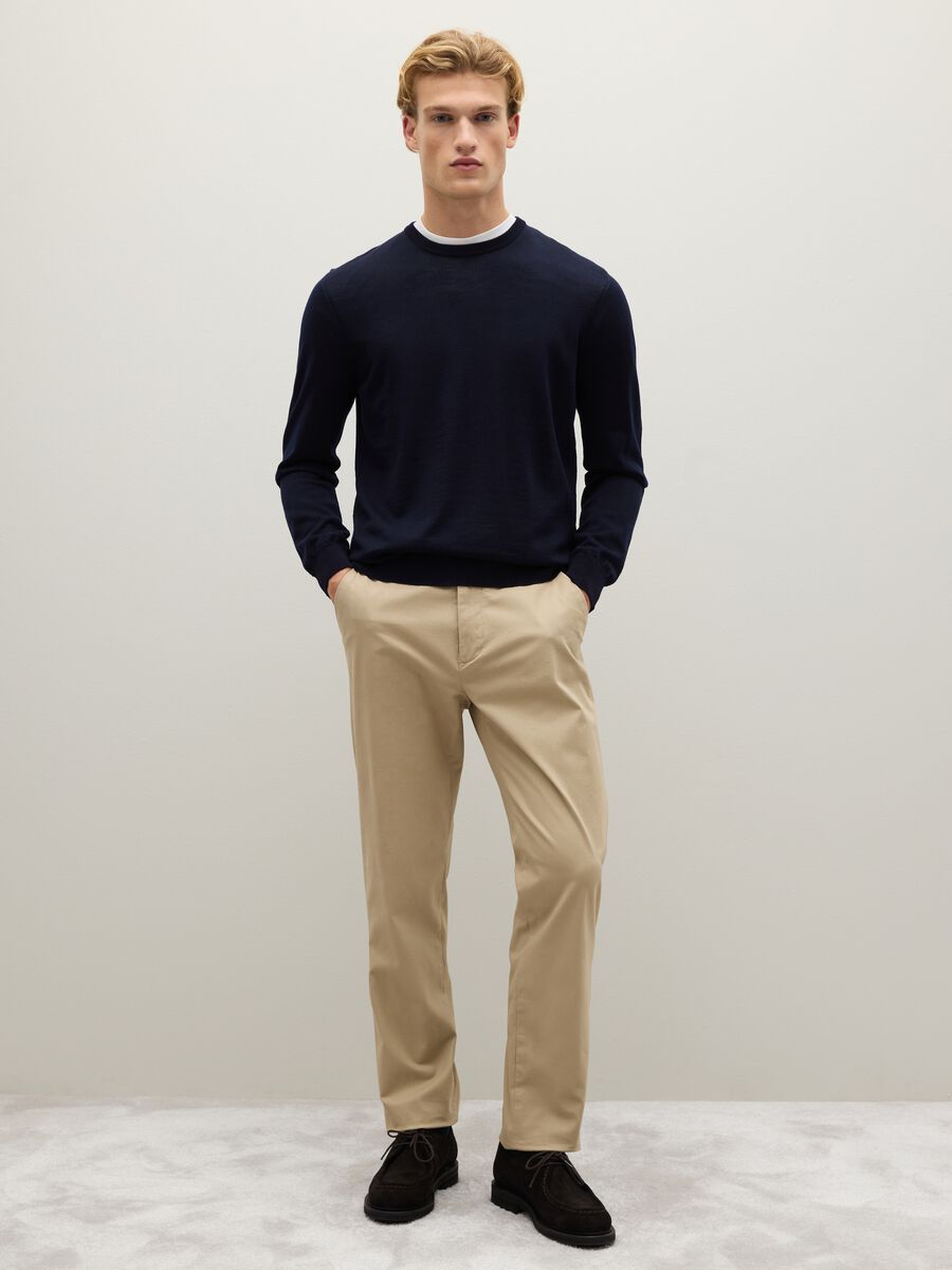 Blue merino wool crew neck jumper regular fit_1