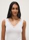 White stretch viscose vest top regular fit deep V with lace_1