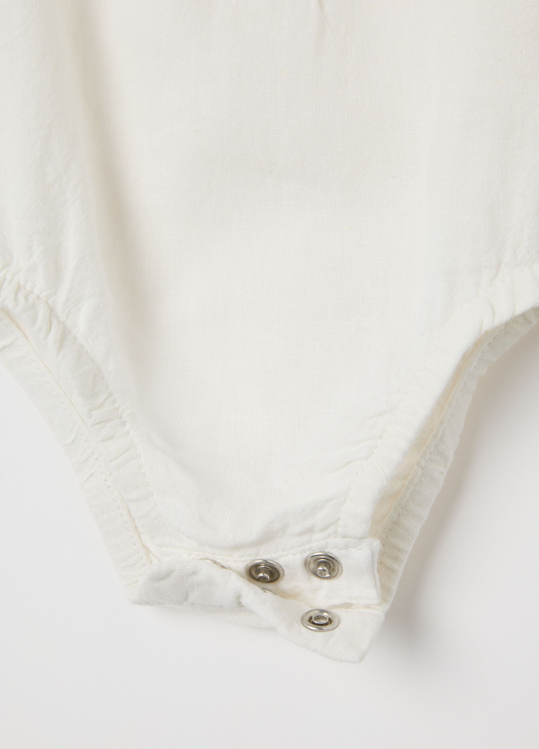 Body camicia bianco in lino e viscosa