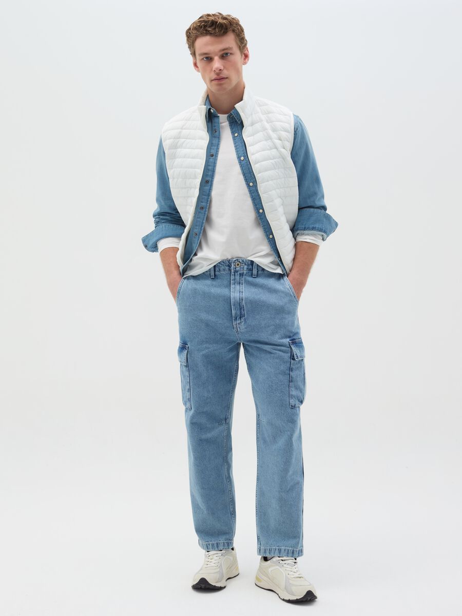 Acid wash cargo jeans_0