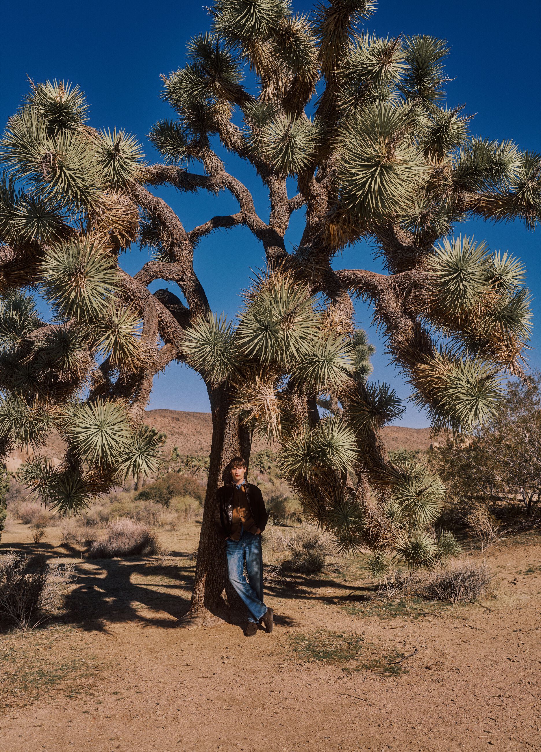 Jeans in misto cotone denim e lino blu regular fit