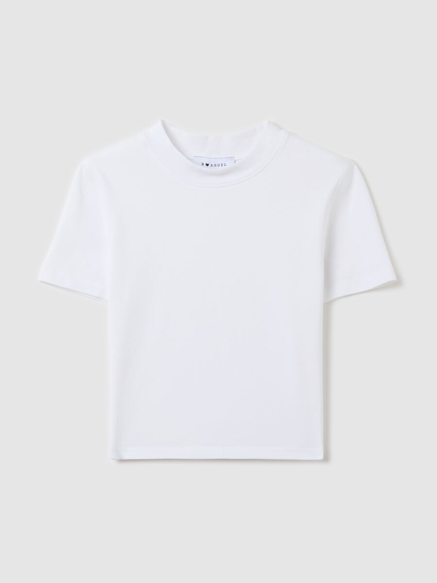 Stretch cotton T-shirt with mock neck_4