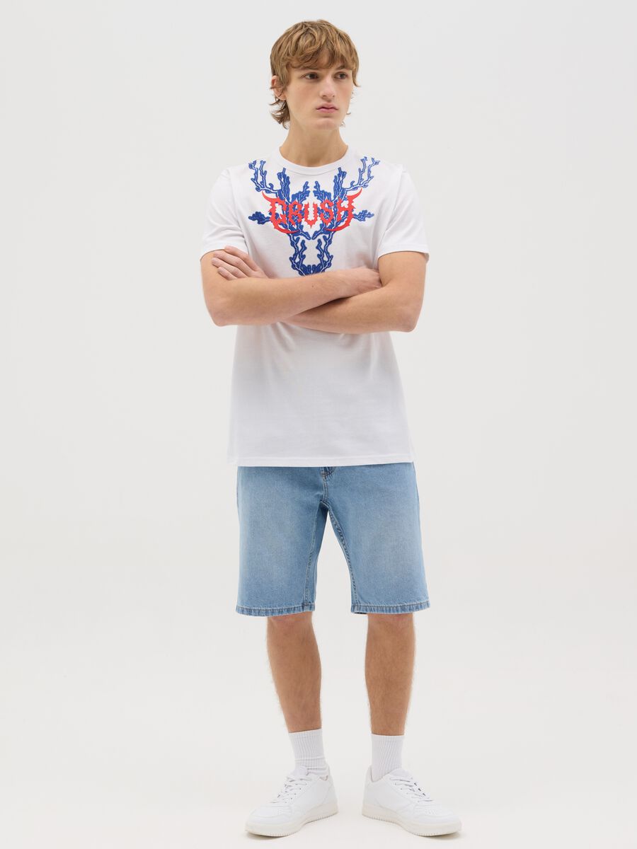 White short-sleeved T-shirt with lightning print_1