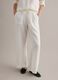 White pure linen straight-fit drawstring trousers_1