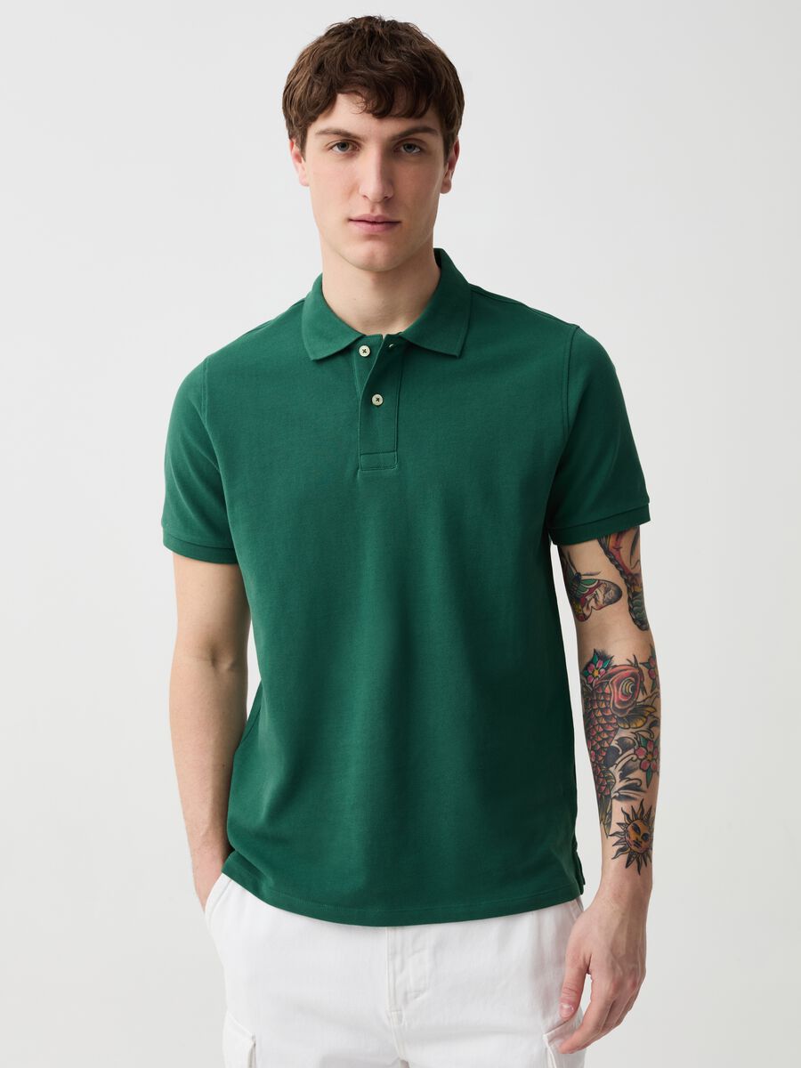 Organic cotton pique polo shirt_0