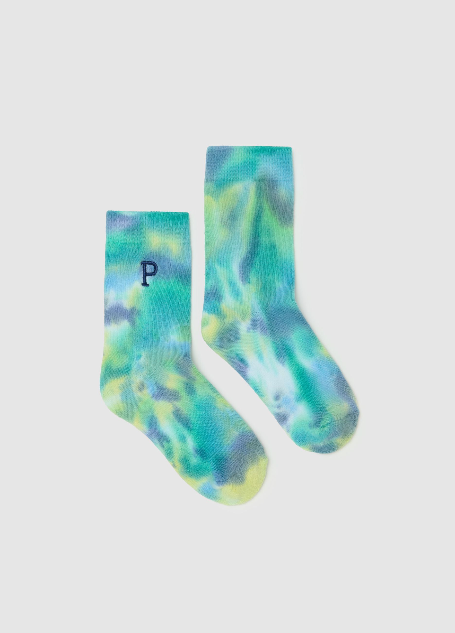 Tie-dye socks with logo embroidery