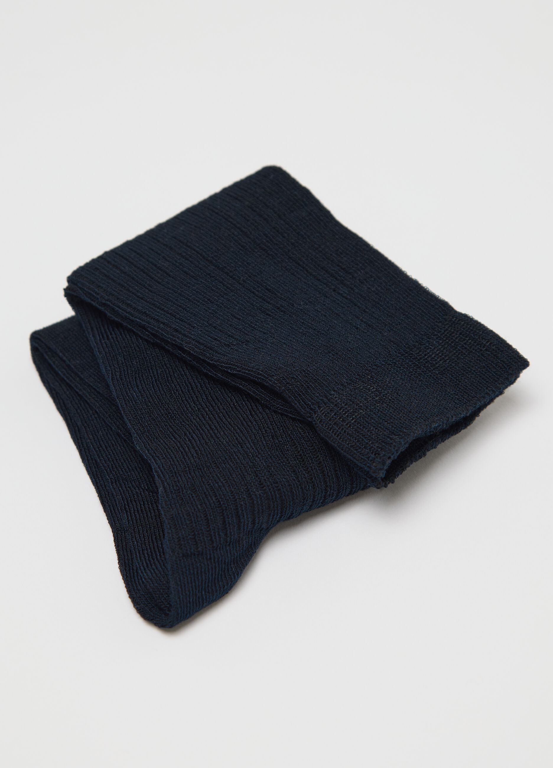 Three-pair pack ribbed blue midi socks