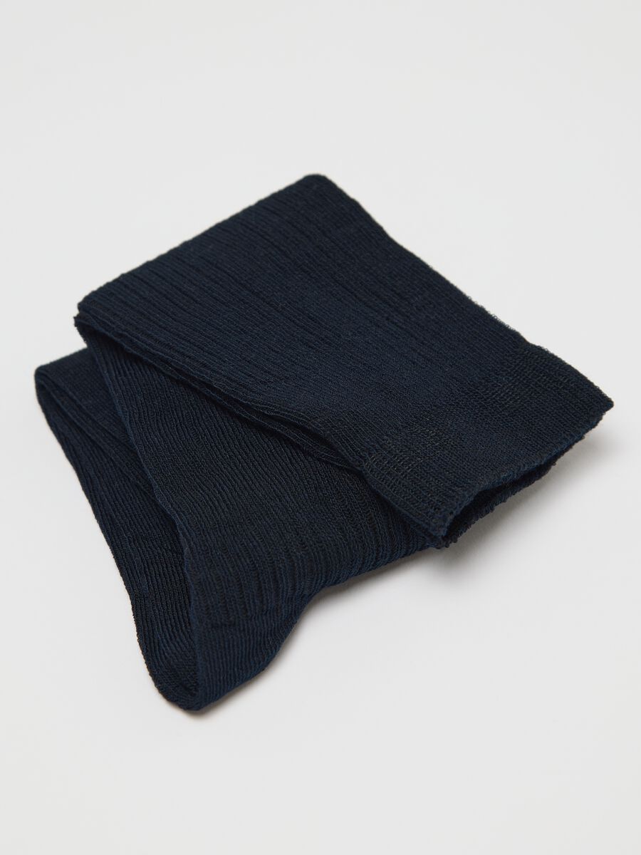 Three-pair pack ribbed blue midi socks_2